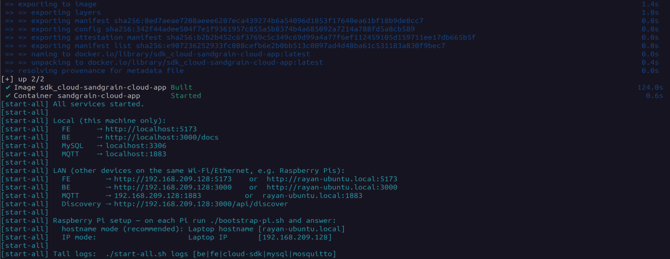 Terminal output of start-all.sh starting the services.