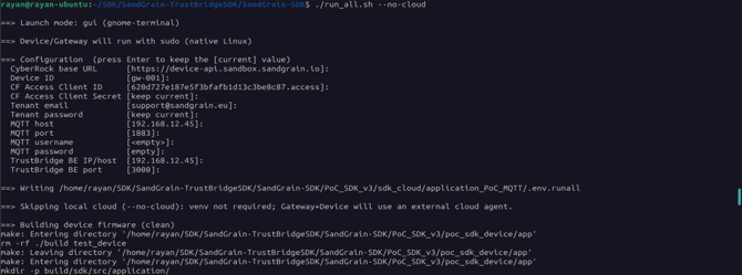 Device and gateway terminals running on Linux.